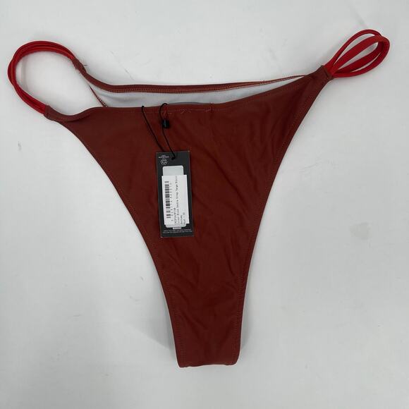 PRETTYLITTLETHING Bikini Bottoms Size 6 NWT Color Block Double Strap Tanga - Picture 2 of 10